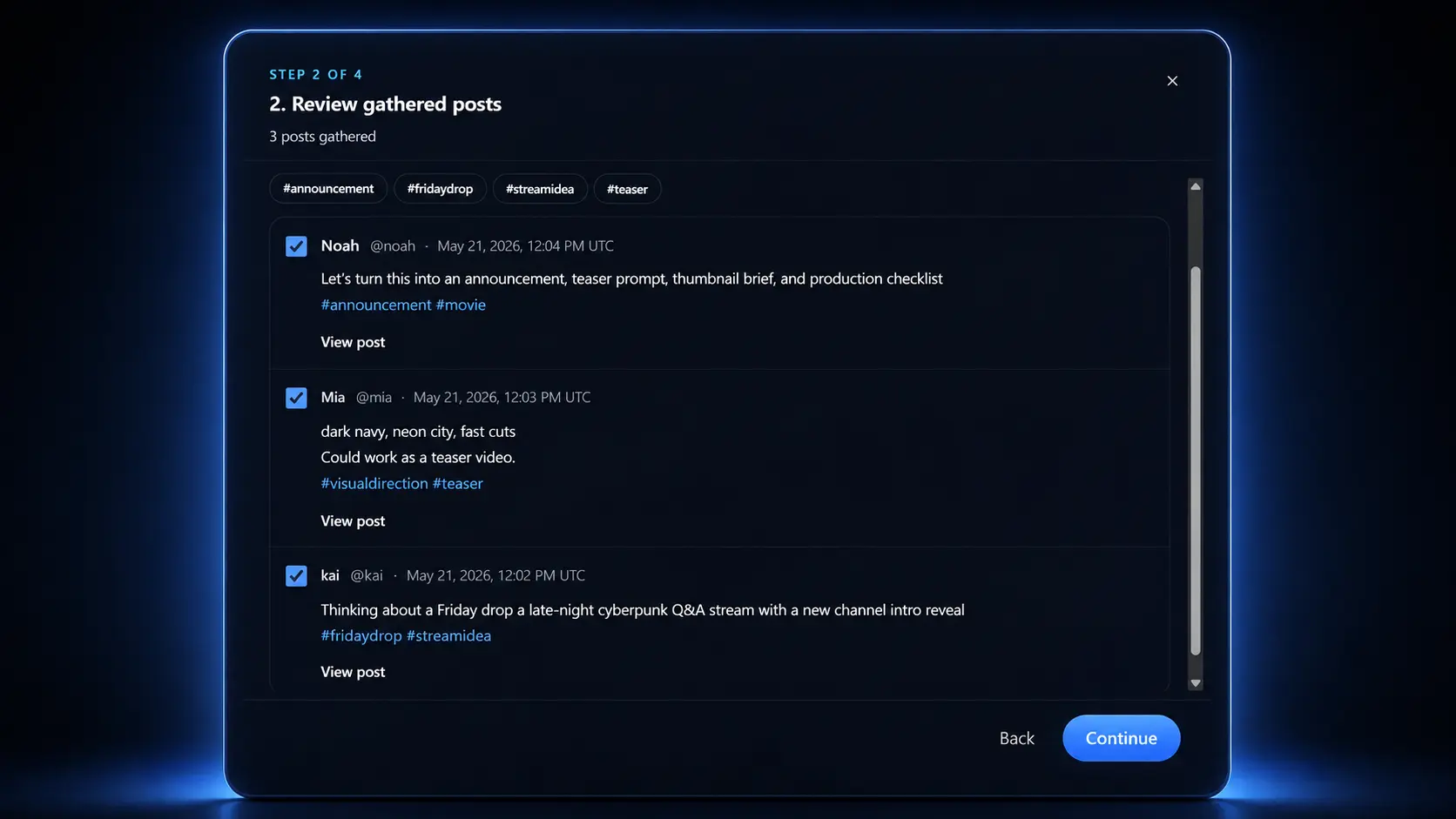 Sayvlet Gather collecting posts by hashtag